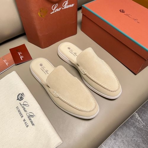 Loro Piana LP Suede Closed Toe Slides With Stitching