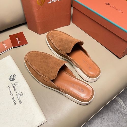 Loro Piana LP Suede Closed Toe Slides With Stitching
