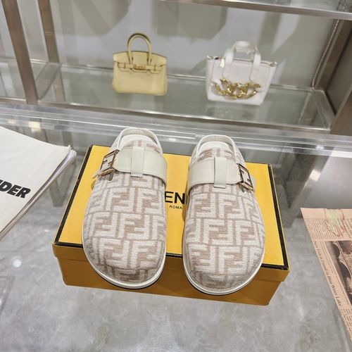 Fendi Flat Half-wrap Slippers With FF Buckle
