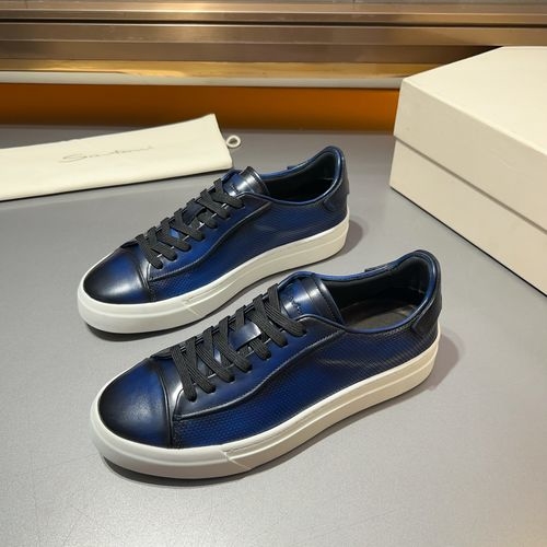 Santoni Handmade Cow Leather Casual Sneakers
