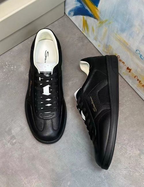 Santoni Leather Casual Shoes Mesh Lining IP TPU Sole