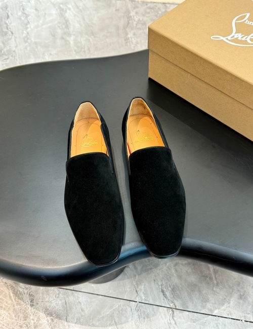 Christian Louboutin Red Sole Patterned Leather Loafers