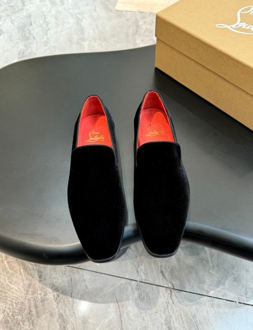 Christian Louboutin Red Sole Patterned Leather Loafers