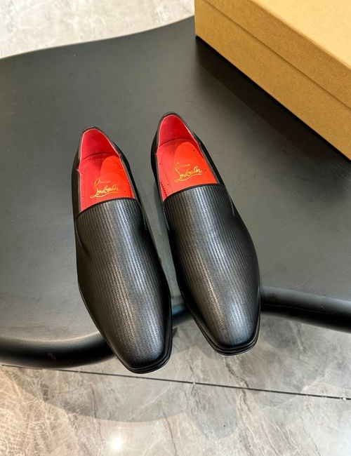 Christian Louboutin Red Sole Patterned Leather Loafers