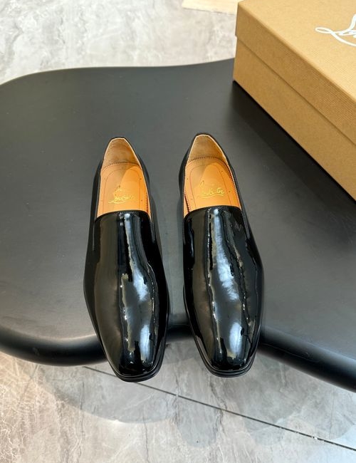 Christian Louboutin Red Sole Patterned Leather Loafers