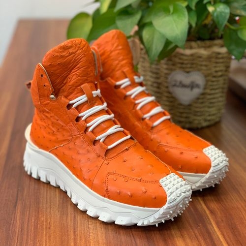 Moncler Vibram Ostrich Leather Combat Boots