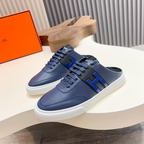 Hermes Calfskin Casual Sneakers With Light Soles