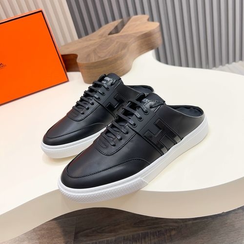 Hermes Calfskin Casual Sneakers With Light Soles