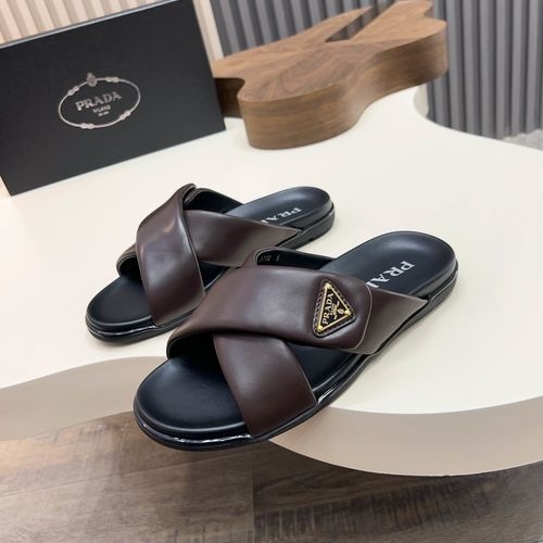 Prada Minimalist Lambskin Slide Sandals