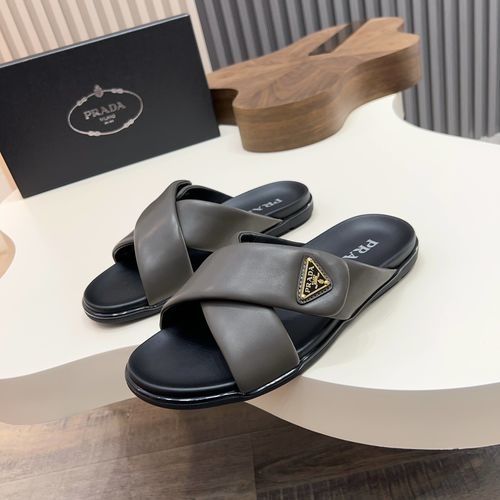 Prada Minimalist Lambskin Slide Sandals