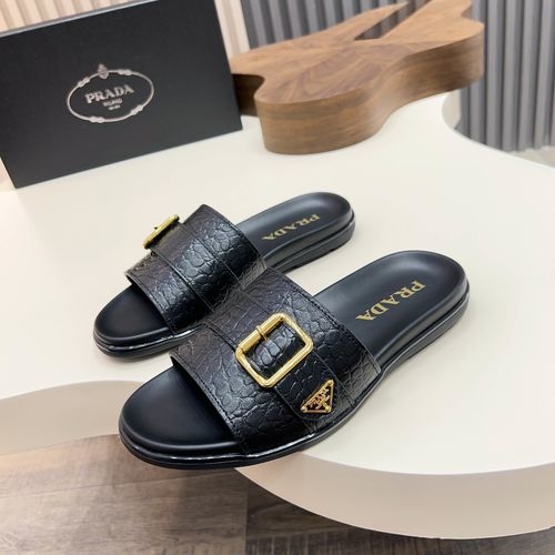 Prada Minimalist Lambskin Slide Sandals