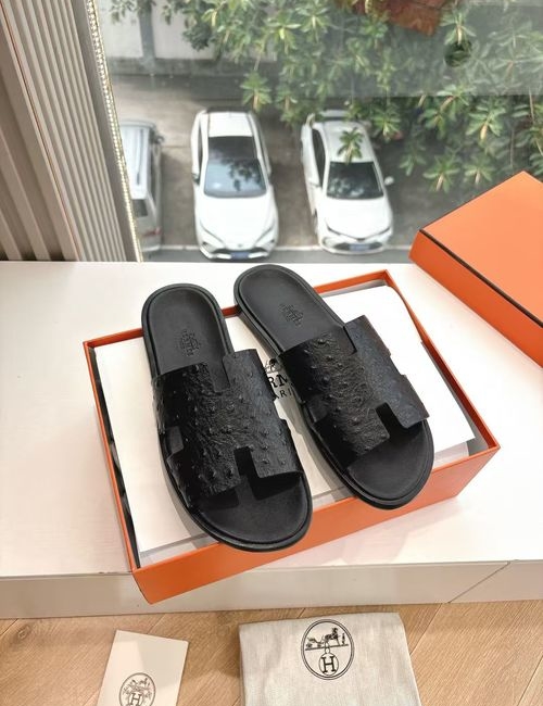 Hermes H Pig Nose Lizard Print Leather Sandals