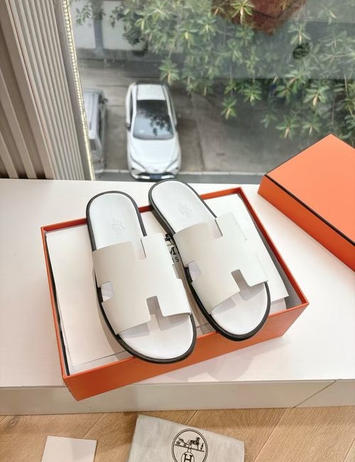 Hermes H Pig Nose Lizard Print Leather Sandals