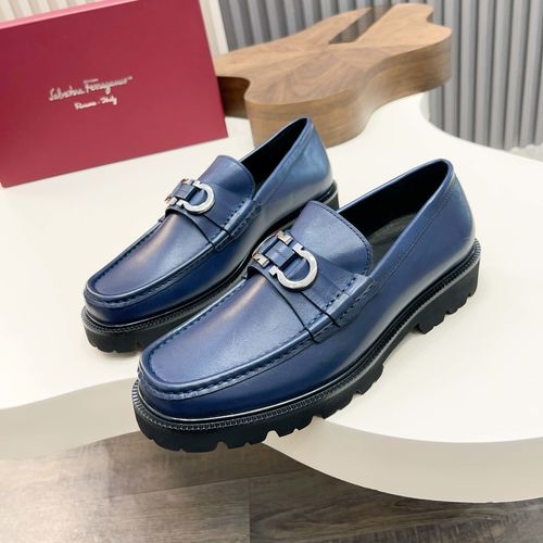 Ferragamo Formal Casual Leather Shoes Rubber Sole