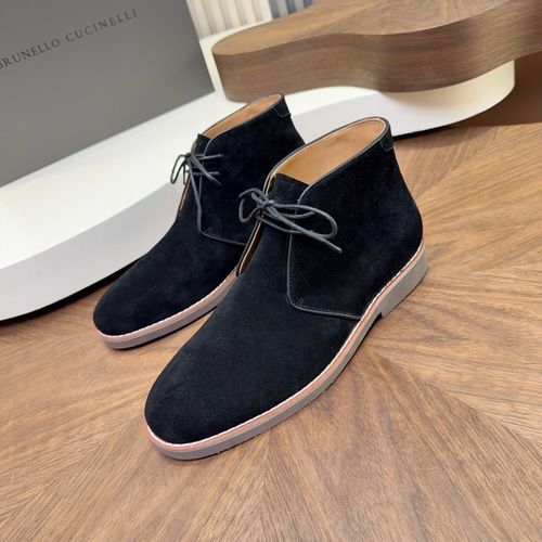 Brunello Cucinelli BC Suede Chelsea Boots With Rubber Sole