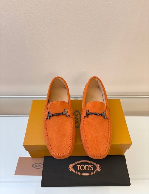 Tods Litchi Grain Suede Leather Loafers