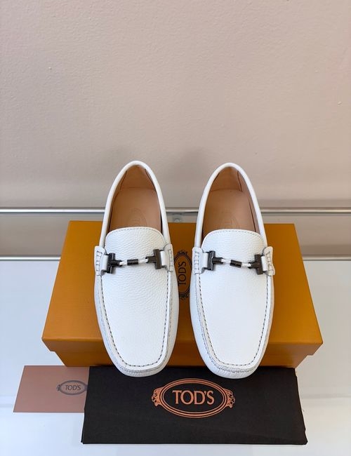 Tods Litchi Grain Suede Leather Loafers