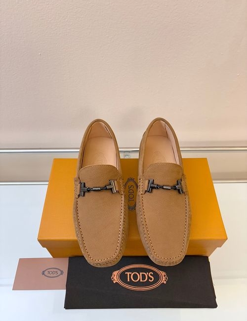 Tods Litchi Grain Suede Leather Loafers