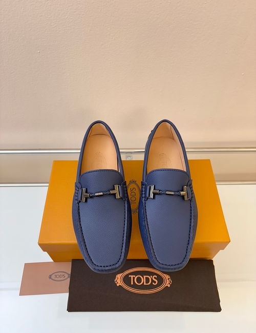 Tods Litchi Grain Suede Leather Loafers