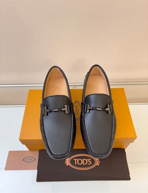 Tods Litchi Grain Suede Leather Loafers