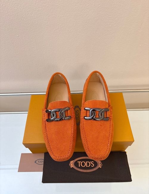 Tods Litchi Grain Suede Leather Loafers