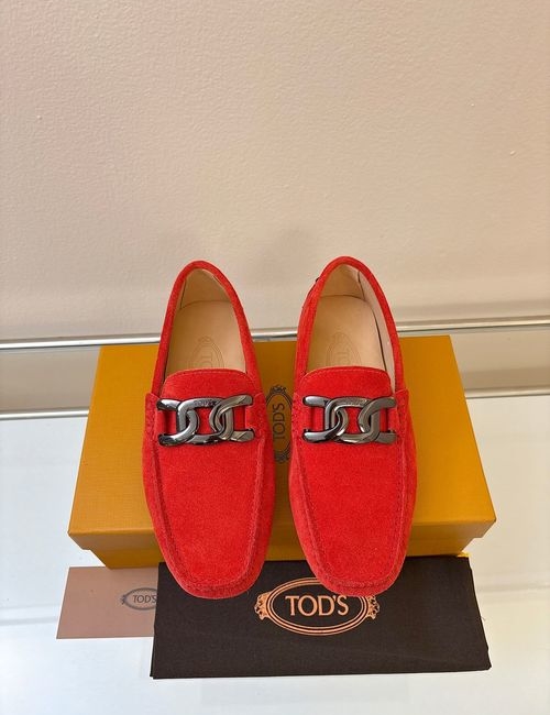 Tods Litchi Grain Suede Leather Loafers