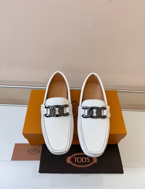 Tods Litchi Grain Suede Leather Loafers