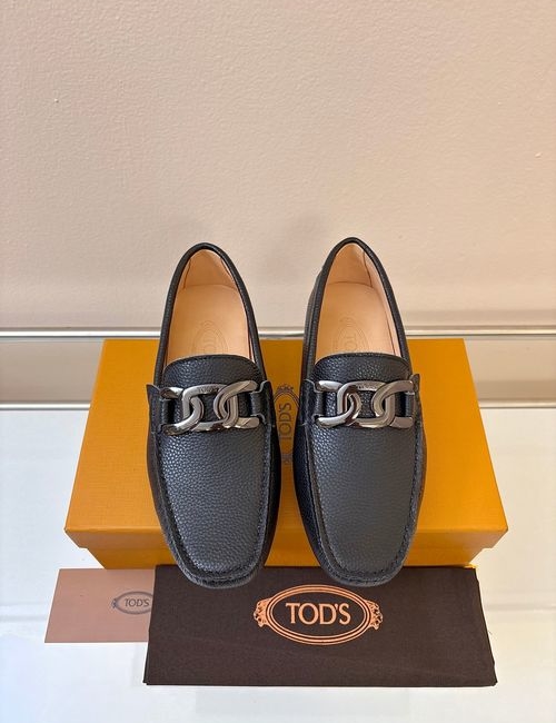 Tods Litchi Grain Suede Leather Loafers