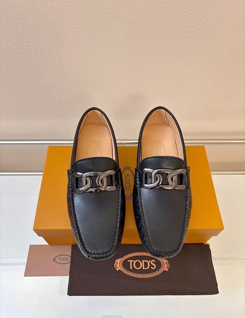 Tods Litchi Grain Suede Leather Loafers
