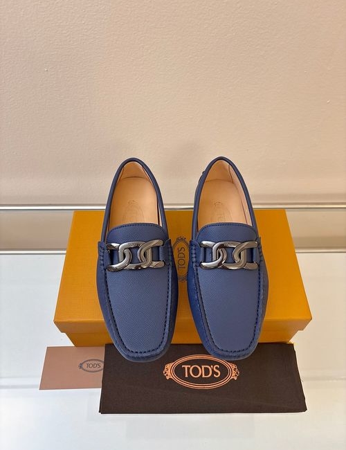 Tods Litchi Grain Suede Leather Loafers