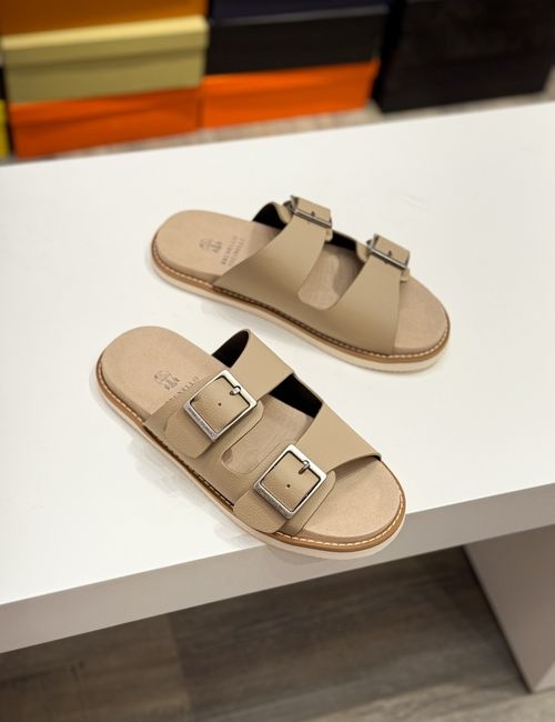 Brunello Cucinelli BC Suede Cowhide TPU Foam Slides