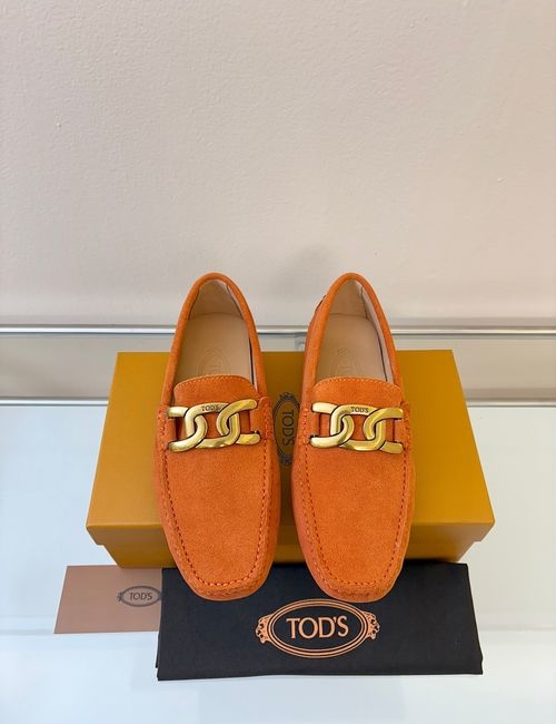 Tods Litchi Grain Suede Leather Loafers