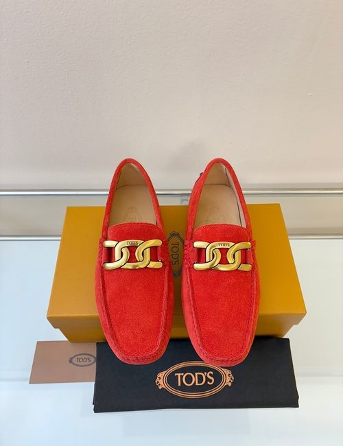 Tods Litchi Grain Suede Leather Loafers