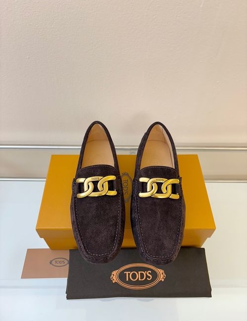 Tods Litchi Grain Suede Leather Loafers
