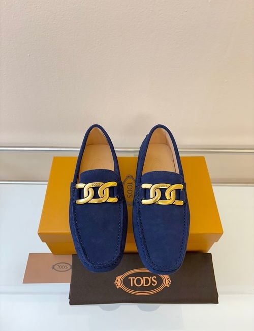 Tods Litchi Grain Suede Leather Loafers