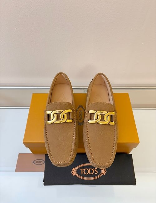 Tods Litchi Grain Suede Leather Loafers