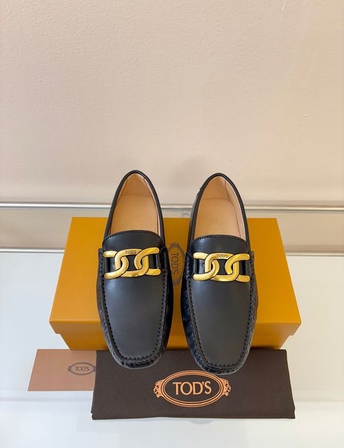 Tods Litchi Grain Suede Leather Loafers