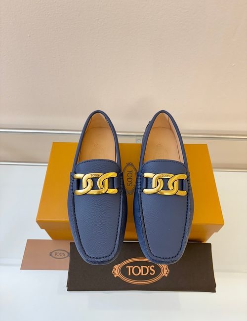 Tods Litchi Grain Suede Leather Loafers