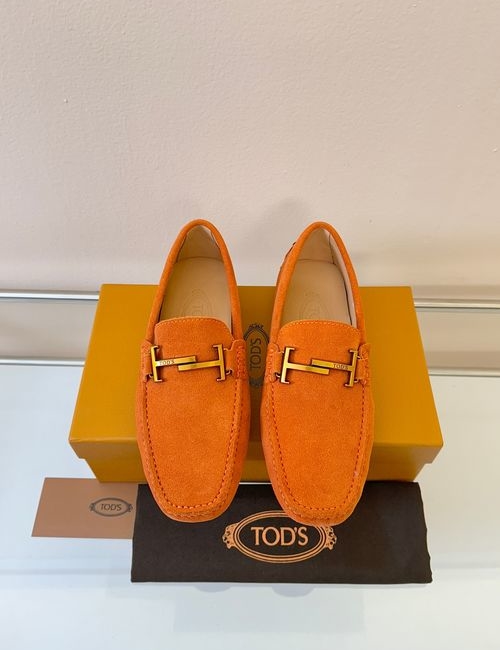 Tods Litchi Grain Suede Leather Loafers