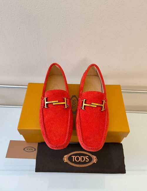 Tods Litchi Grain Suede Leather Loafers