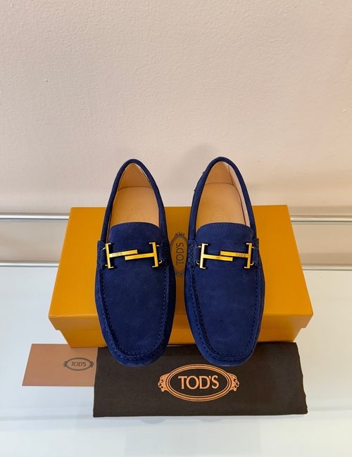 Tods Litchi Grain Suede Leather Loafers