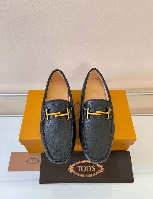 Tods Litchi Grain Suede Leather Loafers