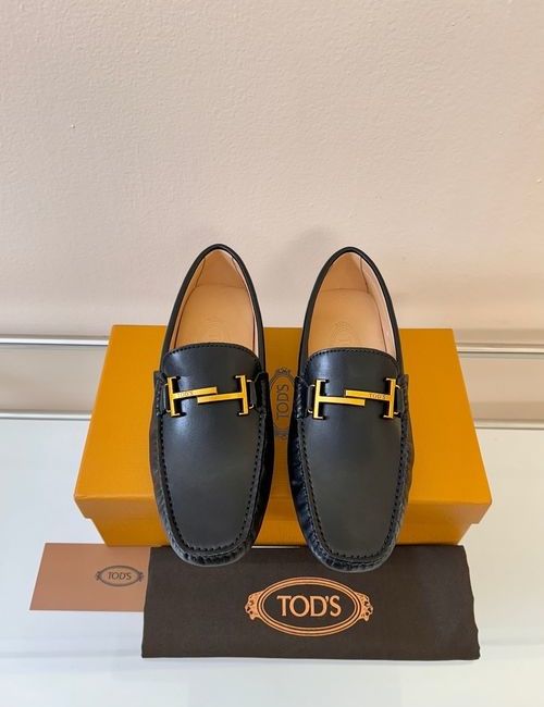 Tods Litchi Grain Suede Leather Loafers