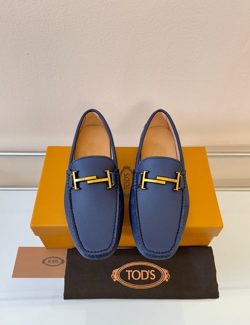 Tods Litchi Grain Suede Leather Loafers