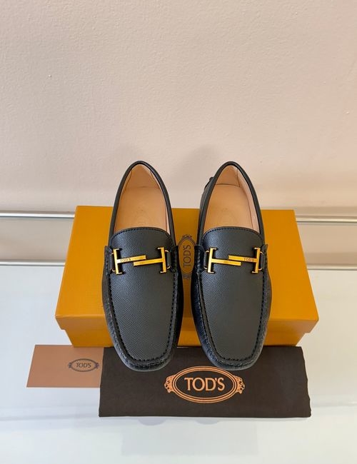 Tods Litchi Grain Suede Leather Loafers
