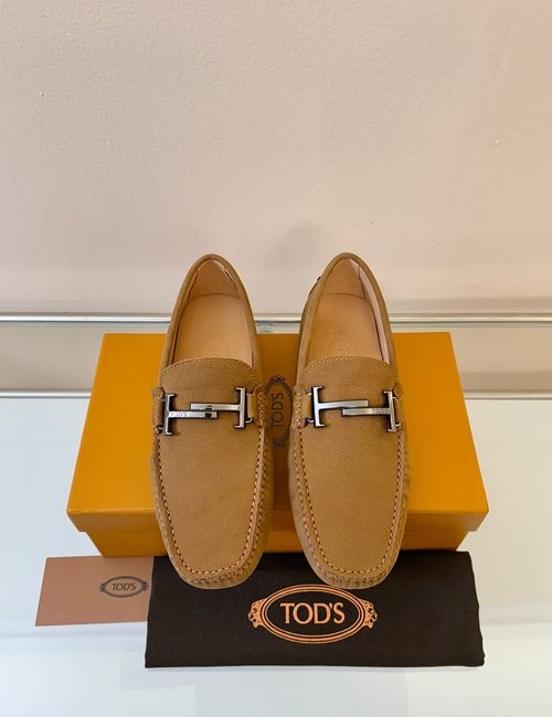 Tods Litchi Grain Suede Leather Loafers