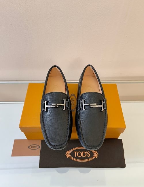 Tods Litchi Grain Suede Leather Loafers