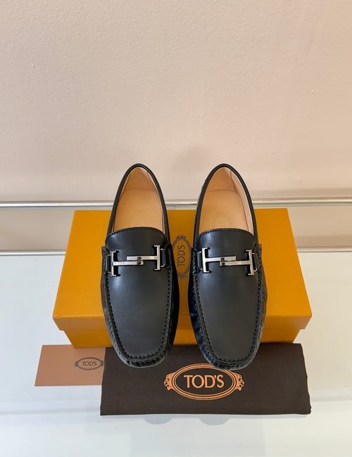 Tods Litchi Grain Suede Leather Loafers