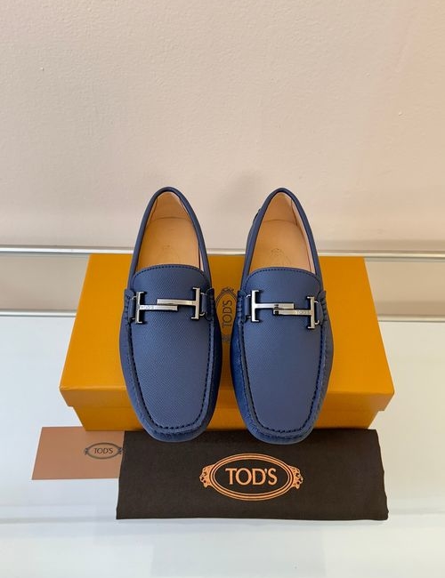 Tods Litchi Grain Suede Leather Loafers