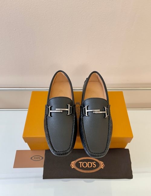 Tods Litchi Grain Suede Leather Loafers